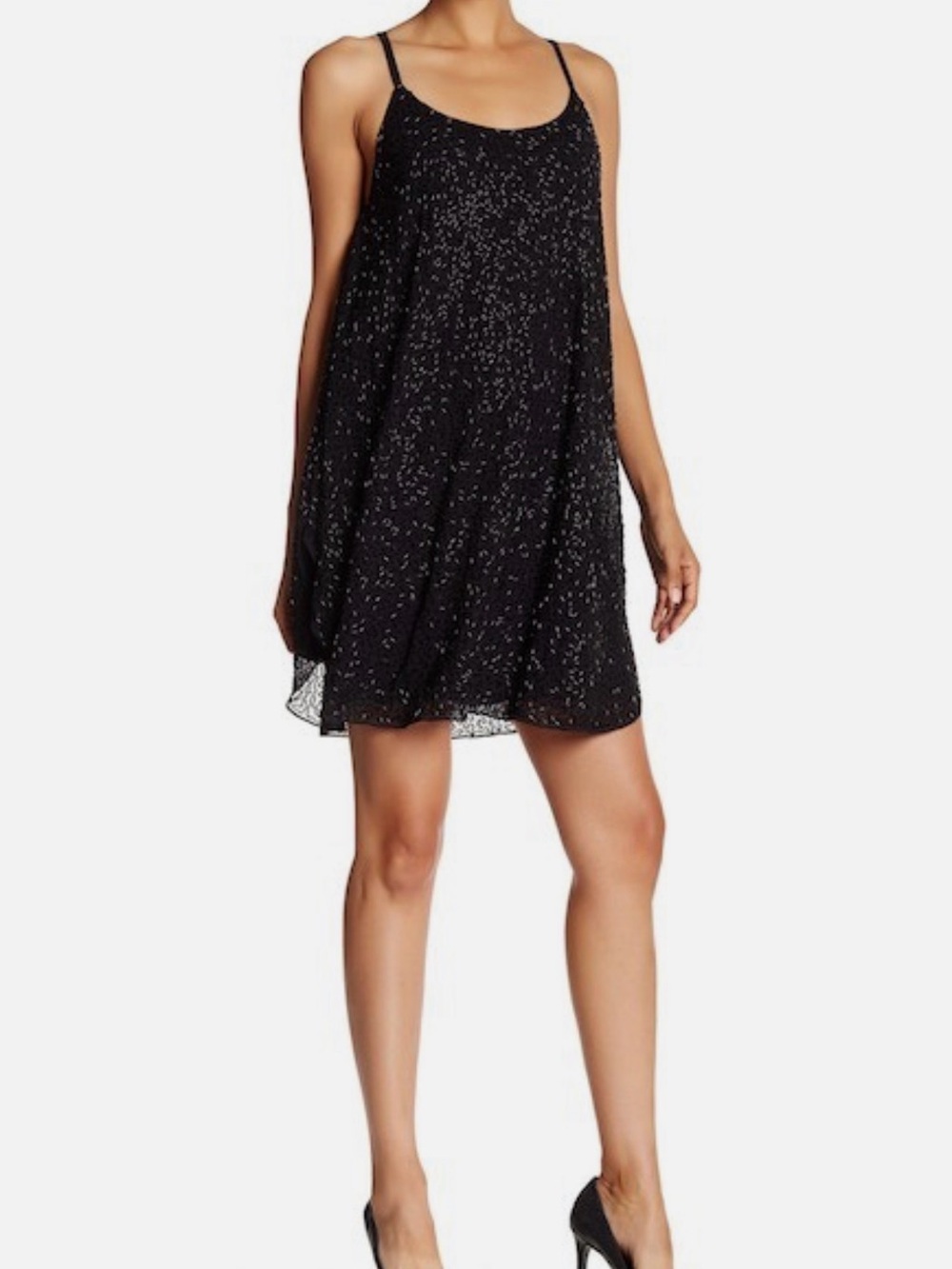 NWT Alice + Olivia Rhea Beaded Tank Dress in Black